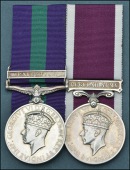Pair: Private S. Latham, Sherwood Foresters

General Service 1918-62, 1 clasp, Palestine (4963510 Pte.,...