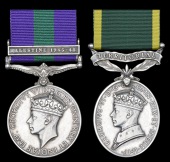 Pair: Serjeant T. Harrison, Sherwood Foresters

General Service 1918-62, 1 clasp, Palestine 1945-48 (4968795 Sjt.,...