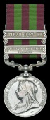India General Service 1895-1902, 2 clasps, Punjab Frontier 1897-98, Tirah 1897-98 (4340 Pte. W. Leach, 2d Bn. Derby....