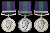 General Service 1918-62 (3), 1 clasp, Palestine 1945-48 (14847445 Pte. R. Jeal, Foresters; 14462038 Pte. F....