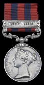 India General Service 1854-95, 1 clasp, Burma 1885-7 (Topas Aaparoo, I.F. Co[s Str. “M]indoon”) edge bruising,...