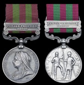 India General Service 1895-1902 (2), 1 clasp, Punjab Frontier 1897-98 (54 Havdr. Major Umar Bakhsh, No. 3 Peshawar...
