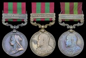 India General Service 1895-1902 (3), 1 clasp, Punjab Frontier 1897-98, bronze issue (Orderly Mir Ghazan, Tochi...