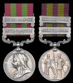 India General Service 1895-1902 (2), 2 clasps, Punjab Frontier 1897-98, Tirah 1897-98 (Balak Ram, Survey Dept.)...