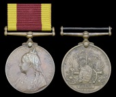 China 1900 (2), no clasp, bronze issue (R.P.2 Mate Baker Sagal Din, S. & T. Corps; Cook Bhaga Singh, 26th Baluch....