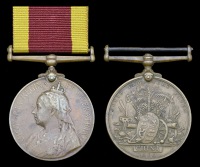China 1900 (2), no clasp, bronze issue (R.P.2 Mate Baker Sagal Din, S. & T. Corps; Cook Bhaga Singh, 26th Baluch....