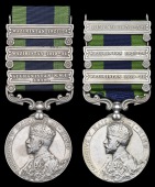 India General Service 1908-35 (2), 3 clasps, Afghanistan N.W.F. 1919, Waziristan 1919-21, Waziristan 1921-24...