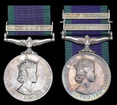 General Service 1962 (2), 1 clasp, Borneo (21150550 Rfn. Shamsher Gurung, 1/6 GR.); another, 2 clasps, Borneo, Malay...