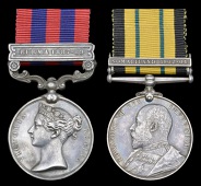 Pair: 1st Grade Clerk J. E. S. Saldanha, Royal Indian Marine

India General Service 1854-95, 1 clasp, Burma...