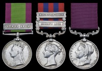 Three: Naick Dhanbir Thapa, 3rd Gurkha Regiment

Afghanistan 1878-80, 1 clasp, Ahmed Khel (Sepoy Dhunbeer Thappa,...