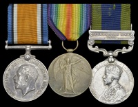 Three: Dufadar Mehar Singh, 28th Cavalry

British War and Victory Medals (3692 Dfdr., 28 Cavy.); India General...