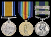Three: Subadar-Major Ajab Khan, 55th Coke’s Rifles

British War and Victory Medals (Jemdr., 55 Rifles) later...