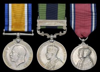 Three: Subadar-Major Manir Shah, 1-1st Punjab Regiment, late 62nd Punjabis

British War Medal 1914-20 (1206 Jemdr....