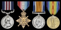 A Great War M.M. group of four awarded to Battery Quarter-Master Sergeant W. A. Knight, Canadian Field...