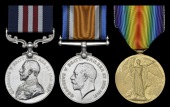 A Great War Somme operations M.M. group of three awarded to Gunner F. B. Houston, Canadian Field Artillery, who was...