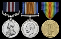 A Great War Somme operations M.M. group of three awarded to Gunner F. B. Houston, Canadian Field Artillery, who was...