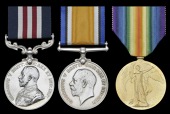 A Great War M.M. group of three awarded to Sergeant J. K. McIntosh, Canadian Field Artillery, who was wounded in...