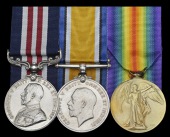 A fine Great War Vimy Ridge M.M. group of three awarded to Warrant Officer Class 1 S. Quinn, Canadian Army Medical...