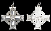 A Canadian Memorial Cross awarded in remembrance of Private P. W. Bissett, Canadian Machine Gun Corps, who was...