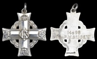 A Canadian Memorial Cross awarded in remembrance of Private P. W. Bissett, Canadian Machine Gun Corps, who was...