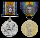Pair: Private H. N. Johnston, 3rd (Toronto Regiment) Battalion, Canadian Infantry, who was wounded and captured at...