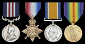 A Great War battle of Thiepval Ridge M.M. group of four awarded to Private J. D. Straker, 5th (Western Cavalry)...