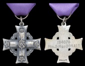 A Canadian Memorial Cross awarded in remembrance of Private D. MacDonald, 7th (1st British Columbia) Battalion, who,...