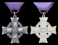 A Canadian Memorial Cross awarded in remembrance of Private D. MacDonald, 7th (1st British Columbia) Battalion, who,...