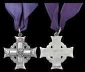 A Canadian Memorial Cross awarded in remembrance of Private W. C. Hawkings, 13th (Royal Highlanders of Canada)...