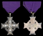 A Canadian Memorial Cross awarded in remembrance of Private D. B. Adams, 14th  (Royal Montreal Regiment) Battalion,...