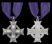 A Canadian Memorial Cross awarded in remembrance of Private G. Russell, 78th (Winnipeg Grenadiers) Battalion, who...