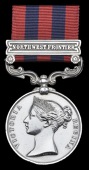 India General Service 1854-95, 1 clasp, North West Frontier (1539 Pte. W. Grimbly, 3 Bn Rif. Bde.) some edge...