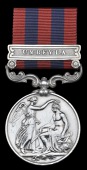 India General Service 1854-95, 1 clasp, Umbeyla (914 T. Rielly, H.Ms. 101st Regt.) edge bruising, contact marks,...