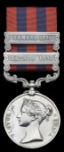 India General Service 1854-95, 2 copy clasps, Hazara 1891, Samana 1891 (849 Pte. J. Leonard, 1st Bn. Suff. R.) claw...