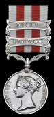 Indian Mutiny 1857-59, 2 clasps, Delhi, Lucknow (Felix Magee, 1st Bn. 13th Lt. Infy.) contact marks, nearly very...