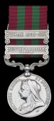 India General Service 1895-1902, 2 clasps, Punjab Frontier 1897-98, Tirah 1897-98 (4169  J. Steele, 2d Bn. Derby....