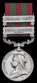 India General Service 1895-1902, 2 clasps, Punjab Frontier 1897-98, Samana 1897 (3425 Pte. G. Quinton, 2d Ryl. Ir....