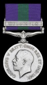 General Service 1918-62, 1 clasp, Kurdistan (32559 Pte. H. Chadwick, L.N. Lan. R.) contact marks and edge bruising,...