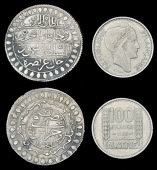Algeria, Mahmud II, 2 Budju, 1241h (KM. 75); French Occupation, 100 Francs, 1950 (KM. 93) [2]. Very fine 	£30-40
