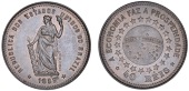 Brazil, Peter II, Pattern 40 Réis, 1889, unsigned [struck in Brussels], in copper, similar, rev. value below globe,...