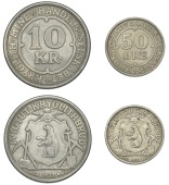 Greenland, Ivigtut, Ivigtut Kryolite Mining & Trading Co, 10 Kroner and 50 Øre, both 1922 (KM. Tn47, Tn49) [2]....