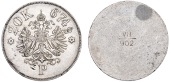Hungary, Franz Joseph I, uniface Pattern or Trial 20 Krajczar, undated, unsigned, in nickel (?), crowned Imperial...