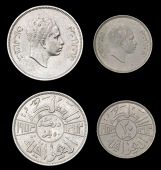 Iraq, Faisal II, 50 and 20 Fils, both 1953 (KM. 113-14) [2]. First about extremely fine, second better, both...