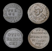 Italy, TERNI, Pius VI, 8 Baiocchi, 1797 (KM. 4); VITERBO, Pius VI, Two-and-a-Half Baiocchi, 1797 (KM. 3) [2]. Very...