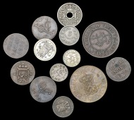 Netherlands East Indies, Duits (3), 1790, 1793, 1816s, Half-Duit, 1808, Quarter-Gulden, 1920, Tenth-Gulden (2),...