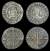 Edward III (1327-1377), Pre-Treaty period, Halfgroats (2), series C, London, mm. cross 1, 2.11g/5h, series D, York,...