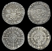 Henry VI (First reign, 1422-1461), Annulet issue, Groats (2), both Calais, mm. cross II, no fleur on breast, reads...