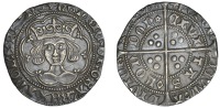 Henry VI (First reign, 1422-1461), Annulet/Rosette-Mascle issue, Groat, London, mm. crosses II/V, rosette after...