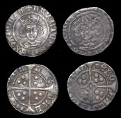 Henry VI (First reign, 1422-1461), Rosette-Mascle issue, Pennies (2), Calais, mm. cross IIIa on obv. only,...