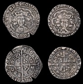 Edward IV (First reign, 1461-1470), Light coinage, Groats (2), both York, class VII, mm. lis (first possibly over...